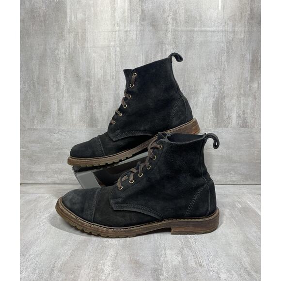 Allen Edmonds Boots Mens Size 10 D Black Suede Cap Toe Lace Up Work Rugged 1922 - Picture 3 of 11